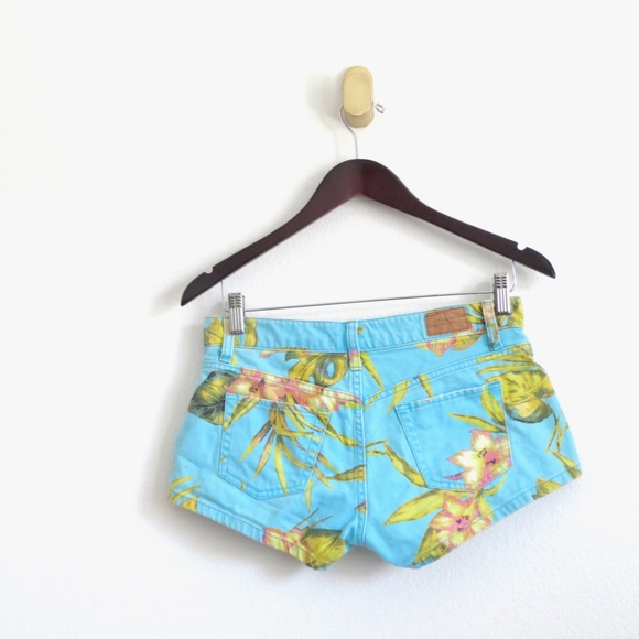 Denim & Supply Ralph Lauren Tropical Print Mini Denim Jean Shorts Blue SZ 27 - Picture 3 of 6